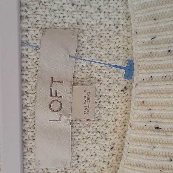LOFT Cream Speckled Scoop-Neck Knit Sweater - Picture 2 of 8